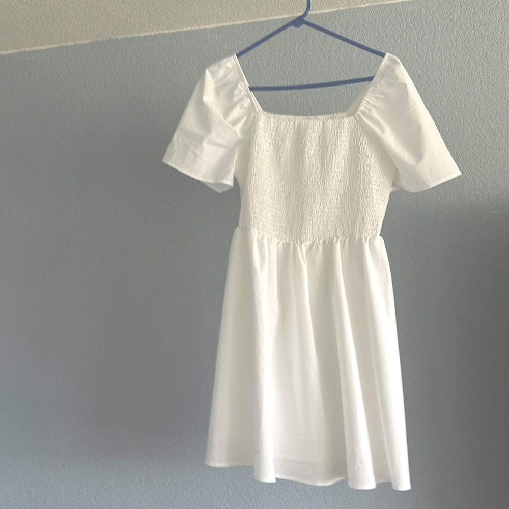 Shein white puffy sleeve dress